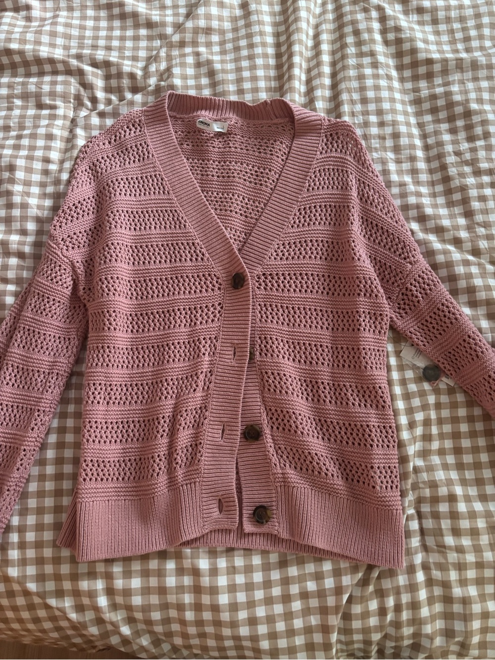 Mossimo Supply Co. Rose Openwork Button-Front V-Neck Cardigan
